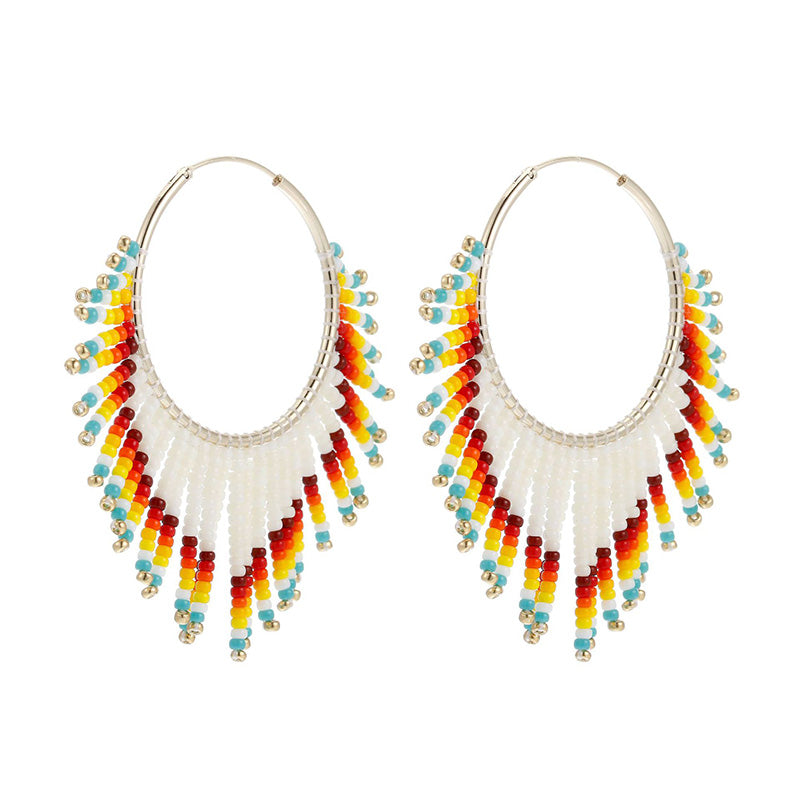 Venta al por mayor Boho Tassel Gradient Bead Pendientes OLY-ES-LC004